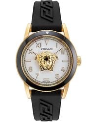 Versace - V-palazzo 43mm Ip Goldtone Stainless Steel & Silicone Strap Watch - Lyst