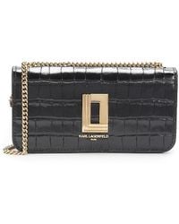 Karl Lagerfeld - Embossed Croc Leather Wallet On Chain - Lyst