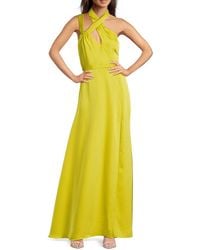 AMUR - Allen Strappy Crisscross-Neck Satin Gown - Lyst
