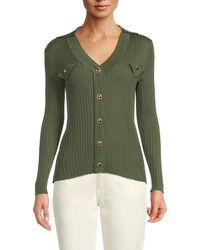 Nanette Lepore - Ribbed Collared Cardigan - Lyst