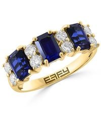 Effy - 14K, Lab-Grown Sapphire & 0.51 Tcw Lab-Grown Diamond Ring - Lyst