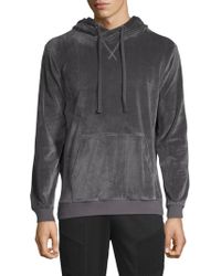 Russell Park Velour Drawstring Hoodie - Gray