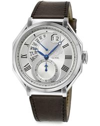 Gv2 - Marchese 44Mm Stainless Steel & Leather Strap Watch - Lyst