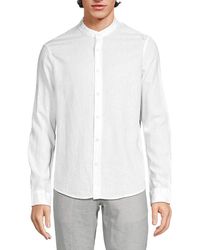 Saks Fifth Avenue - Band Collar Linen Blend Shirt - Lyst