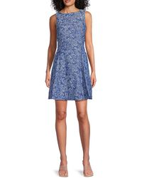 10 Crosby Derek Lam - Floral-Print Stretch Fit-And-Flare Minidress - Lyst
