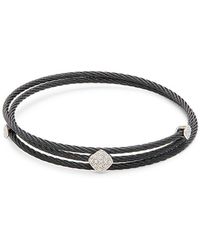 Alor - 18k White Gold, Pvd Stainless Steel & 0.09 Tcw Diamond Cable Bracelet - Lyst
