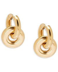 Luv Aj - Goldtone Double Loop Huggies Earrings - Lyst