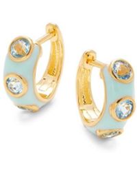 Saks Fifth Avenue Gold Over Silver, Blue Topaz & Enamel Huggie Hoop Earrings - Metallic