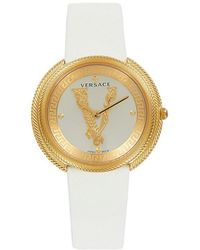 Versace - Thea 38mm Ip Goldtone Stainless Steel & Leather Strap Watch - Lyst