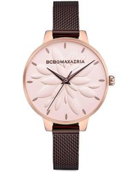 BCBGMAXAZRIA - Classic 32mm Rose Goldtone Stainless Steel Flower Mesh Strap Watch - Lyst
