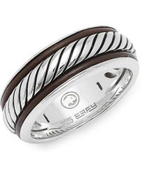 Effy - Leather And Sterling Silver Band Ring - Lyst