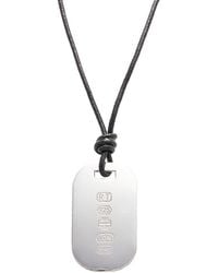 Tateossian - Rhodium Plated Sterling Silver & Leather Id Tag Pendant Necklace - Lyst