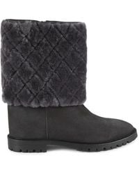 Aquatalia - Casandra Shearling Trim Suede Boots - Lyst