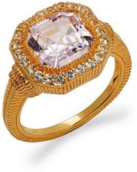 Judith Ripka - Goldplated Sterling Silver, Pink Cubic Zirconia & White Sapphire Halo Ring - Lyst