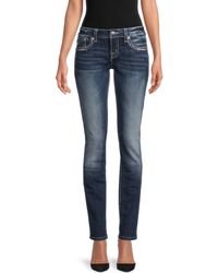 Miss Me Women's Signature Straight Embellished Jeans - Dark Blue - Size 24 (0)