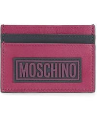 Moschino - Logo Two Tone Leather Card Holder - Lyst