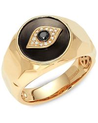 Effy 14k Yellow Gold & Black & White Diamond Evil Eye Ring - Metallic