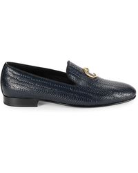 Class Roberto Cavalli - Textured Leather Slip On Loafers - Lyst