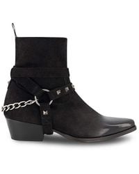 Karl Lagerfeld - Paris Label Studded Suede & Leather Boots - Lyst