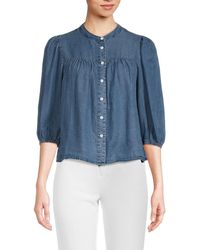 Saks Fifth Avenue - Solid Button Down Blouse - Lyst