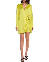 BCBGMAXAZRIA - Satin Mini Wrap Dress - Lyst