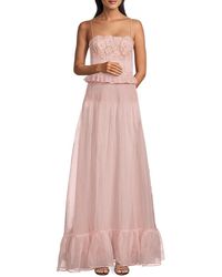 Valentino - Lace Trim Silk A-line Gown - Lyst