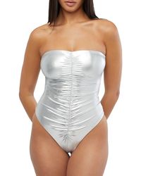 WeWoreWhat - Metallic Ruched One Piece Swimsuit - Lyst