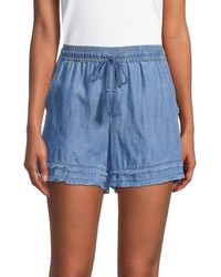 Womens Clothing Shorts Mini shorts Blue Saks Fifth Avenue Tie-waist Ruffle-trim Shorts in Floral 