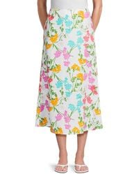 Saks Fifth Avenue - 100% Linen A-Line Midi-Skirt - Lyst