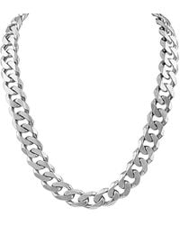 Esquire - Sterling Silver Chunky Diamond Cut Cuban Chain Necklace - Lyst
