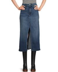 Rag & Bone - Clare Slit Midi Denim Skirt - Lyst