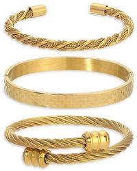 Eye Candy LA - James 3-piece Goldtone Titanium Bracelet Set - Lyst