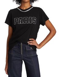 Cinq À Sept Paris Rhinestone T-shirt - Black