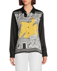 Karl Lagerfeld - Panelled Graphic Print Satin Shirt - Lyst