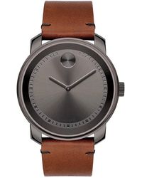 Movado - Bold Stainless Steel & Leather Strap Watch - Lyst