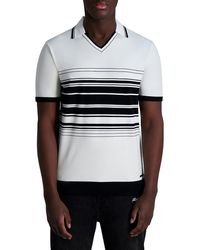 Karl Lagerfeld - Striped Johnny Collar Polo Shirt - Lyst