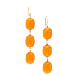 Kenneth Jay Lane - Goldtone & Amber Bead Drop Earrings - Lyst