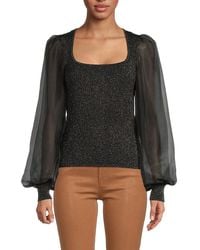 Design History - Glitter Puff-Sleeve Top - Lyst