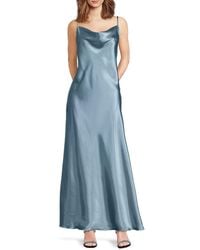 Bebe - Satin Cowl-Neck Maxi Dress - Lyst