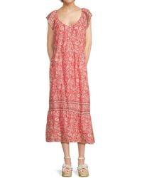 Velvet By Graham & Spencer - Jazlyn Cotton Floral Midi Dress - Lyst