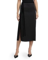 Vince - Velvet Trim Side-Slit Midi-Skirt - Lyst