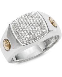 Effy Men's Diamond, 18k Yellow Gold & Sterling Silver Ring - Metallic