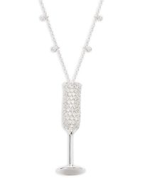 Roberto Coin 18k White Gold & 1.04 Tcw Diamondchampagne Flute Necklace/18"