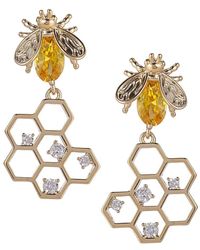 Eye Candy LA - Luxe Goldtone & Cubic Zirconia Honey Bee Drop Earrings - Lyst