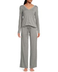 Natori - 2-Piece Heathered Top & Pants Pajama Set - Lyst