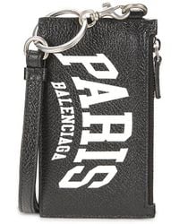 Balenciaga - New York Print Zipped Leather Card Holder With Key Ring - Lyst