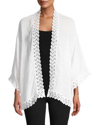 Laundry by Shelli Segal Lace-trim Kimono Topper - White