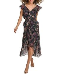 Kensie - Ruffle Floral High-Low Midi-Dress - Lyst