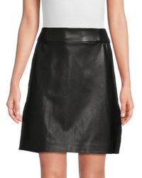Calvin Klein Faux-leather Faux-wrap Mini Skirt in Black | Lyst