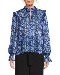 French Connection - Cynthia Floral Keyhole Top - Lyst